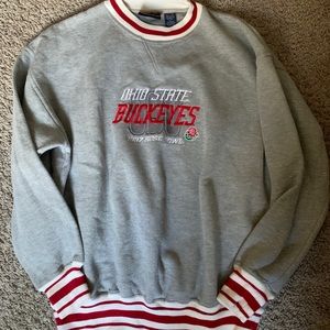Ohio state sweatshirt with striped cuffs and band